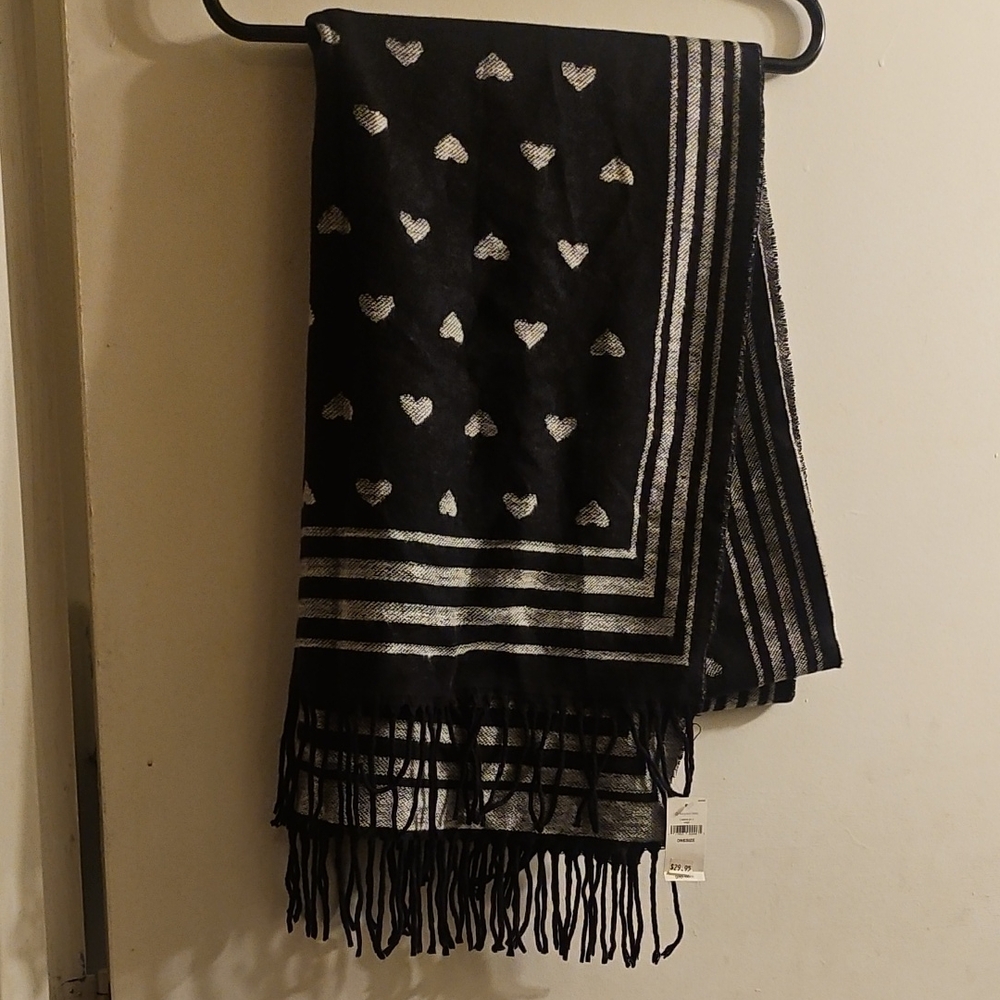 GAP Black and Silver Heart Scarf